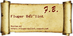 Fluger Bálint névjegykártya